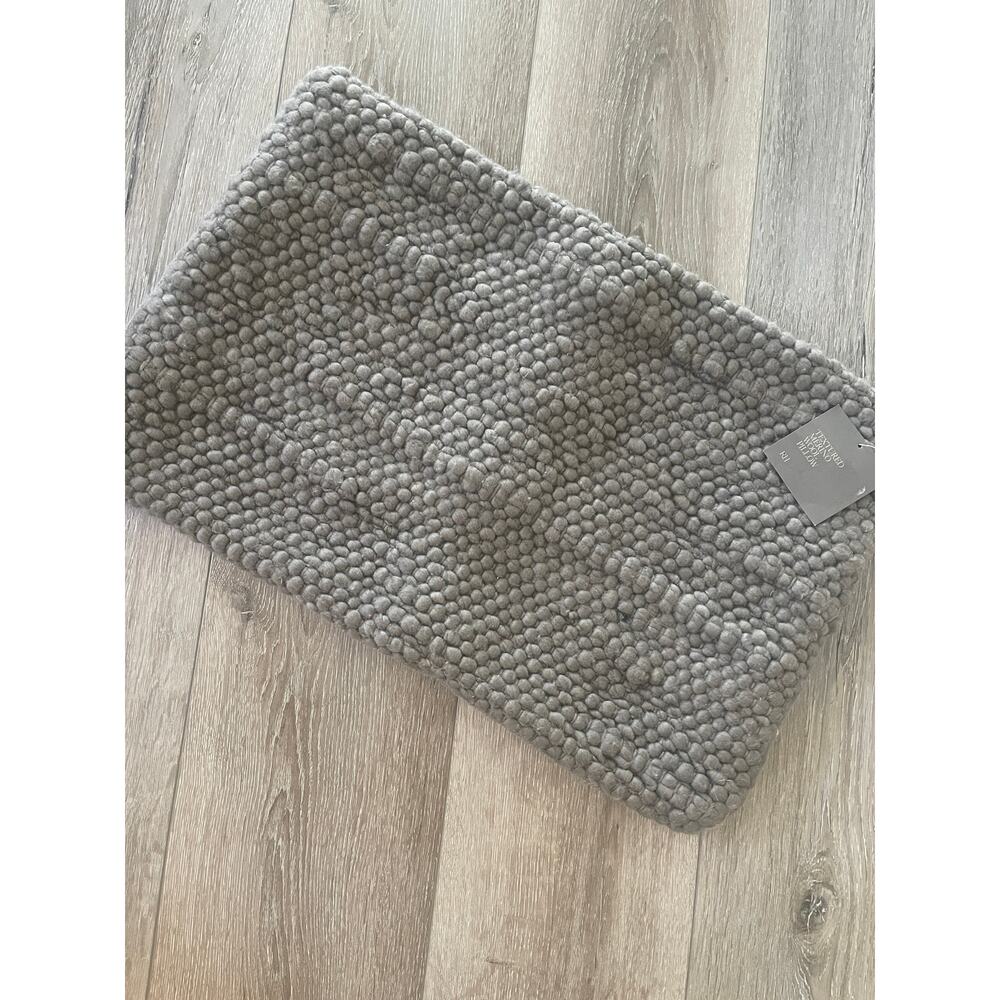 New Restoration Hardware Graphite Grey Merino Wool Abstract Lumbar Pillow Cover